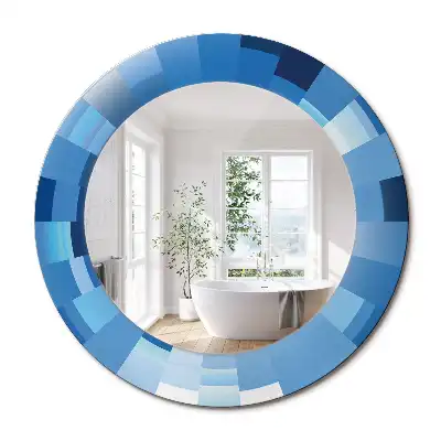 Miroir rond avec décoration abstrait bleu clair
