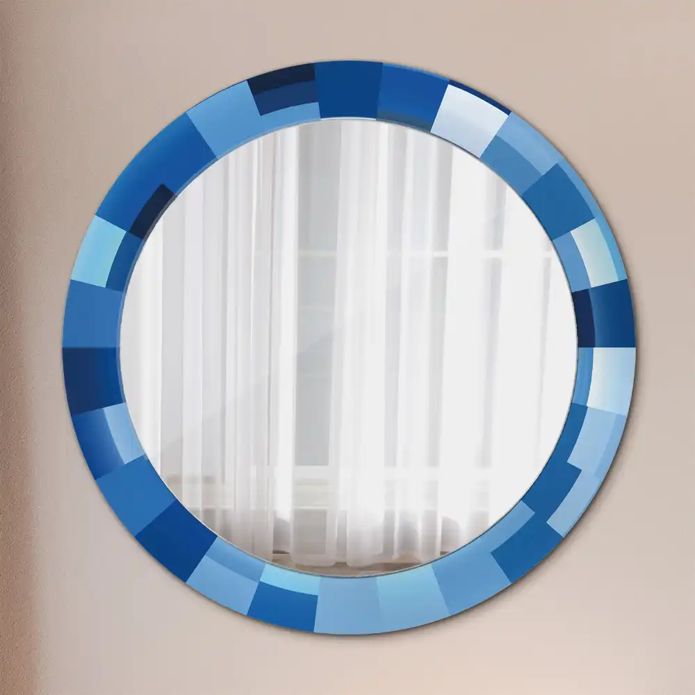 Miroir rond avec décoration abstrait bleu clair