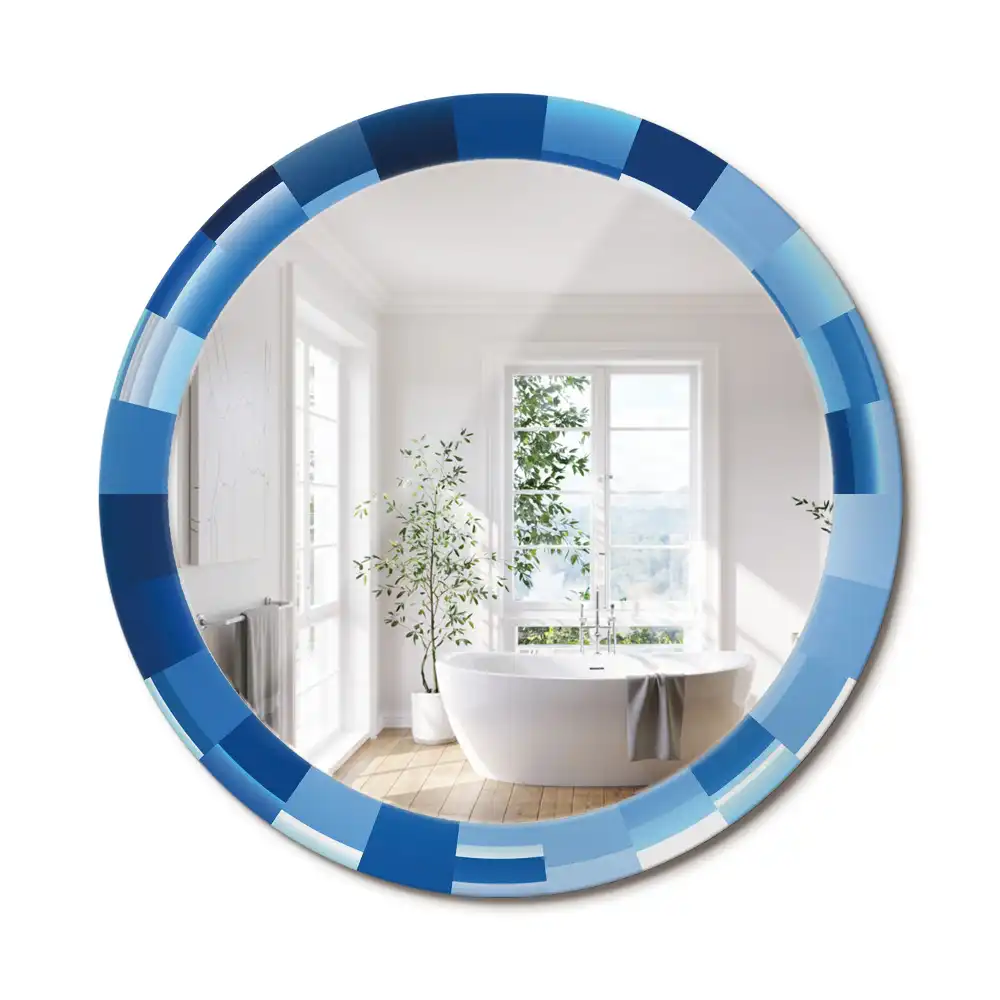 Miroir rond avec décoration abstrait bleu clair