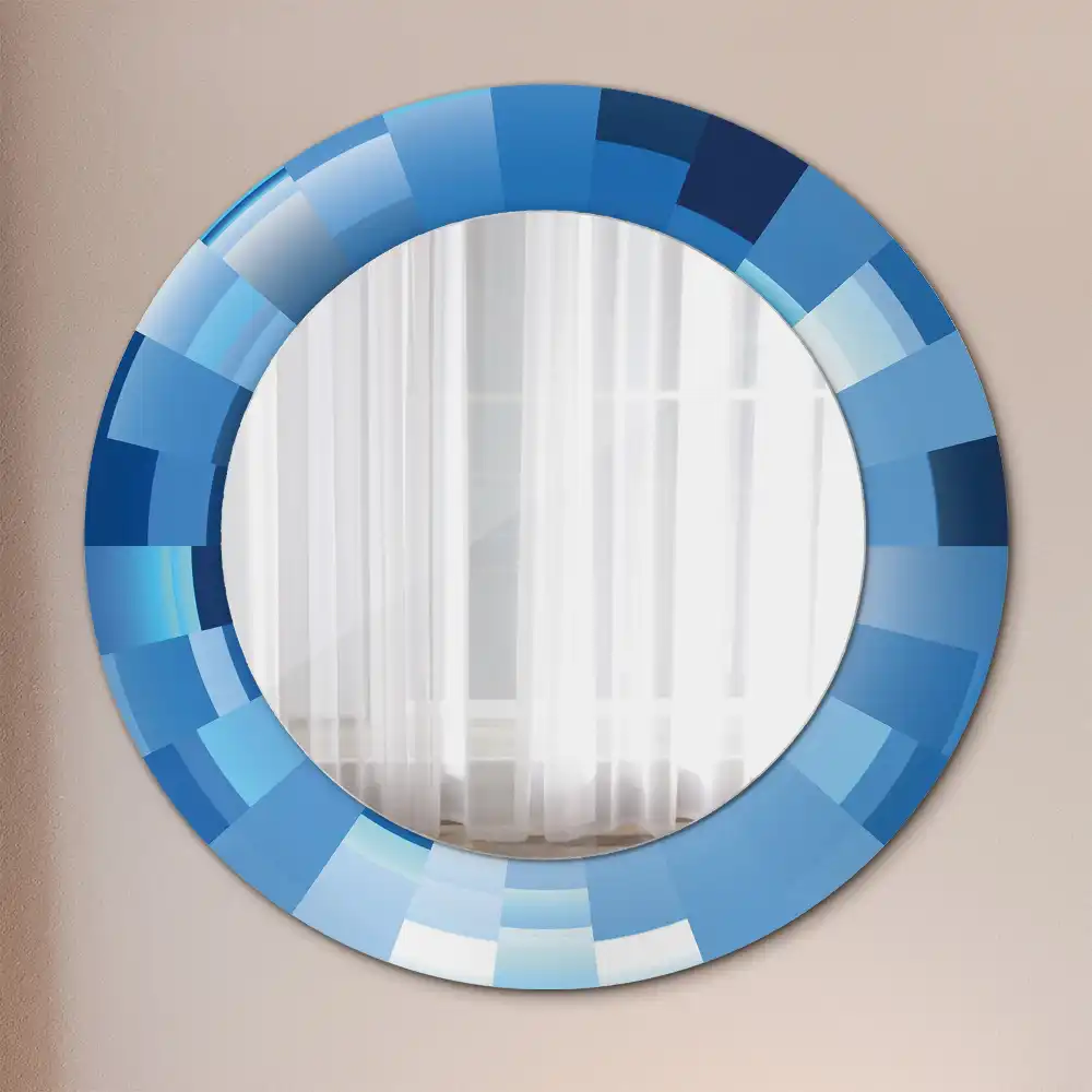 Miroir rond avec décoration abstrait bleu clair