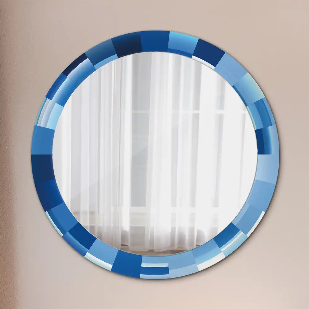 Miroir rond avec décoration abstrait bleu clair