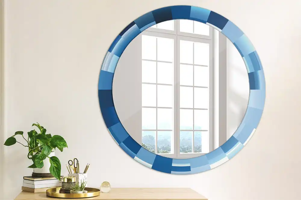 Miroir rond avec décoration abstrait bleu clair