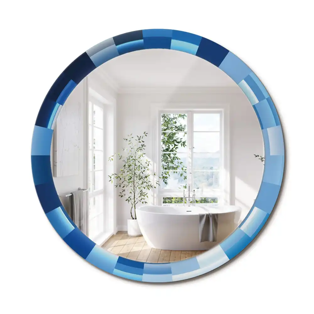 Miroir rond avec décoration abstrait bleu clair
