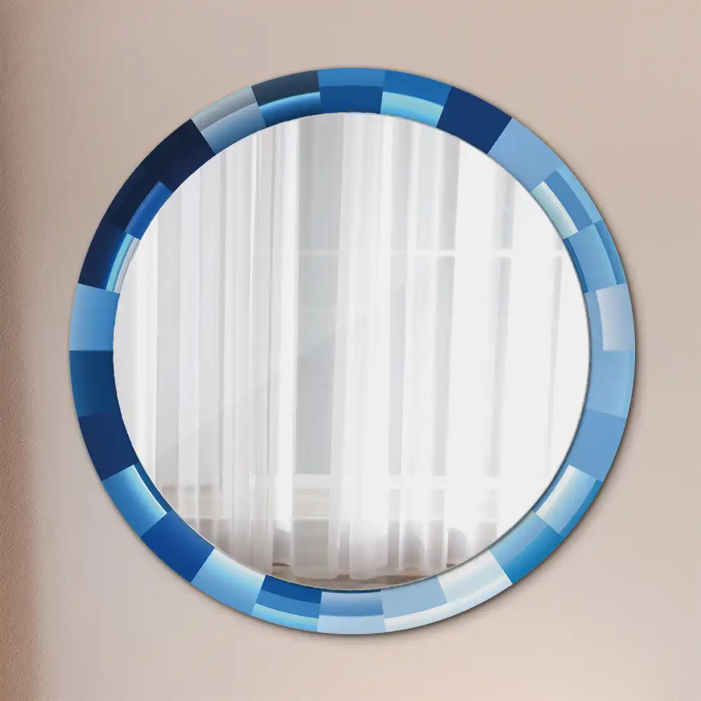 Miroir rond avec décoration abstrait bleu clair