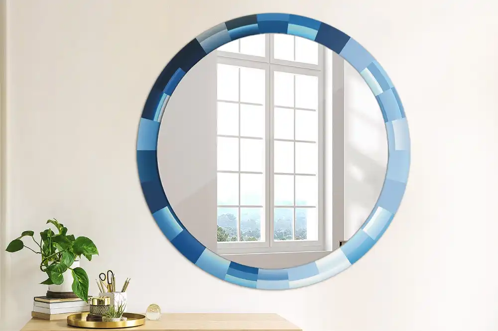 Miroir rond avec décoration abstrait bleu clair