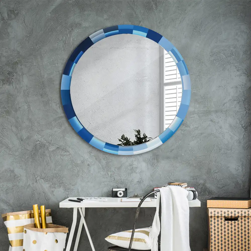 Miroir rond avec décoration abstrait bleu clair