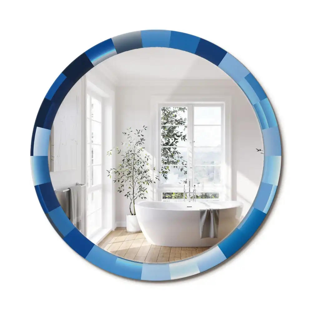 Miroir rond avec décoration abstrait bleu clair