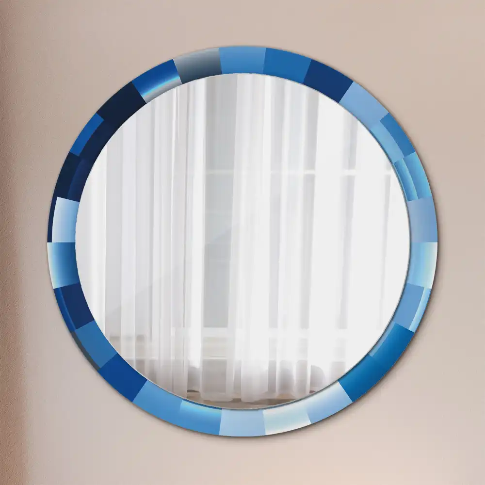 Miroir rond avec décoration abstrait bleu clair