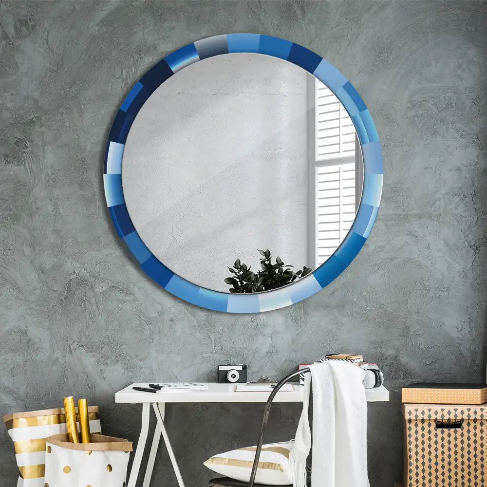 Miroir rond avec décoration abstrait bleu clair