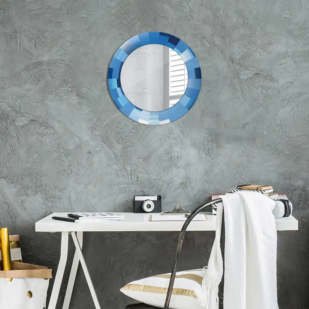 Miroir rond avec décoration abstrait bleu clair