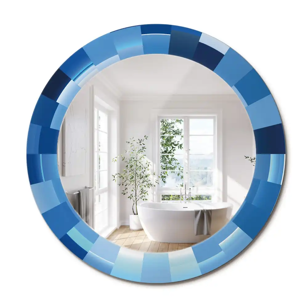 Miroir rond avec décoration abstrait bleu clair