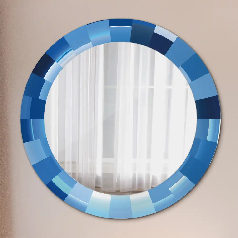 Miroir rond avec décoration abstrait bleu clair