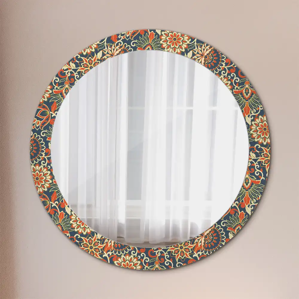 Miroir rond imprimé fleurs rétro