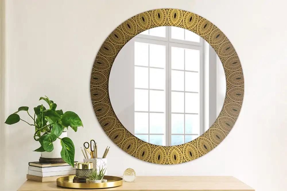 Miroir rond avec décoration ornement grec