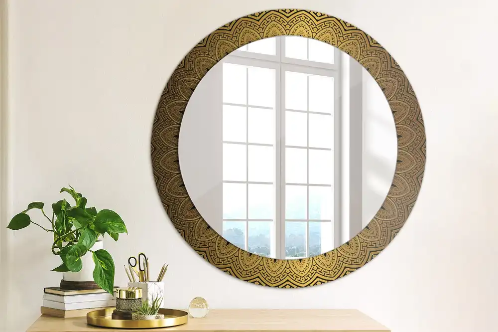 Miroir rond avec décoration ornement grec