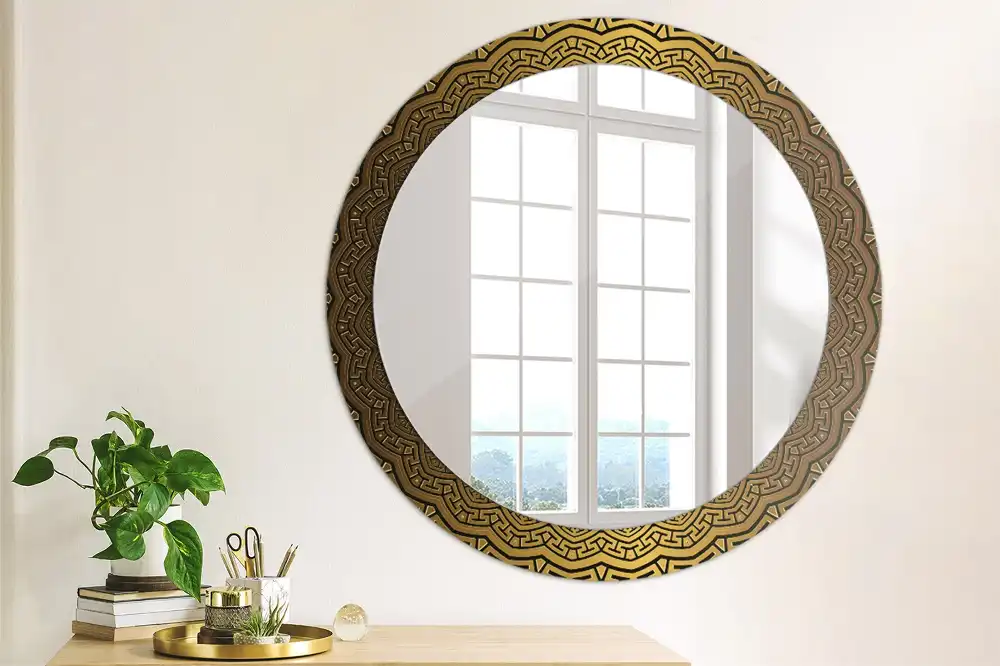 Miroir rond avec décoration ornement grec