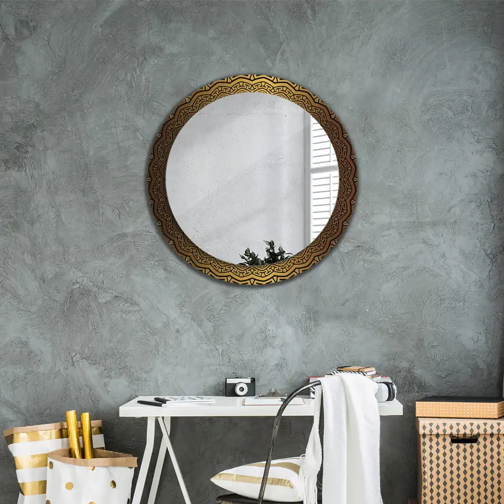 Miroir rond avec décoration ornement grec