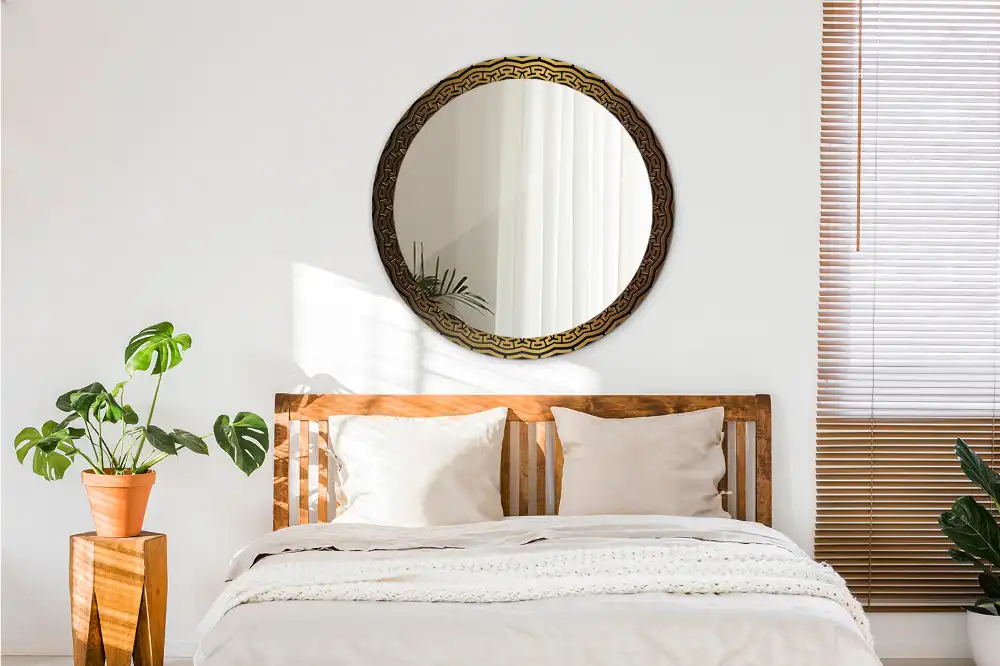 Miroir rond avec décoration ornement grec