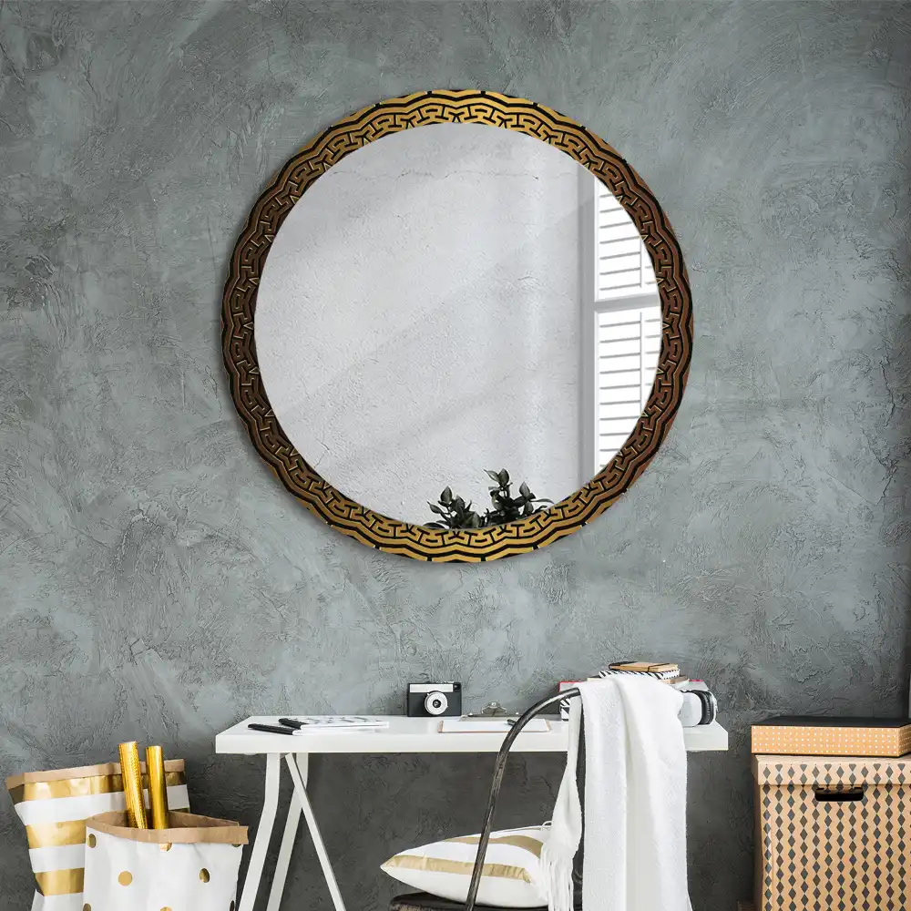 Miroir rond avec décoration ornement grec