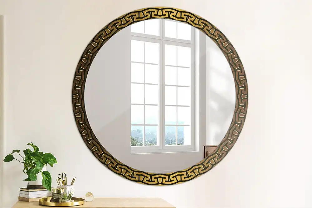 Miroir rond avec décoration ornement grec