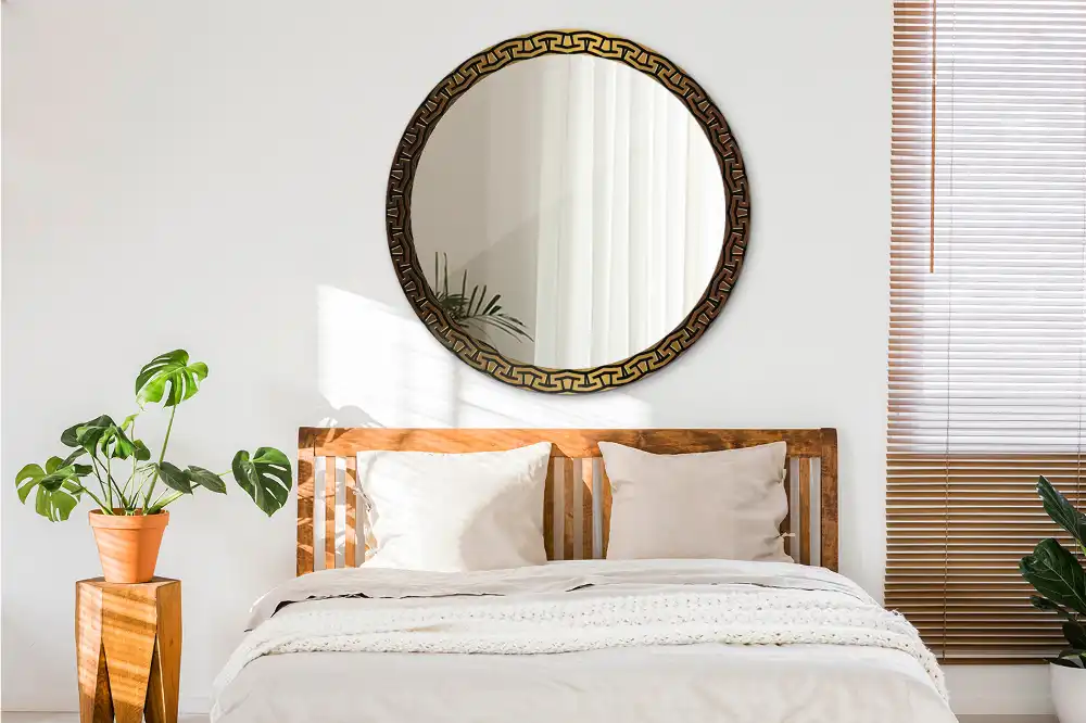 Miroir rond avec décoration ornement grec