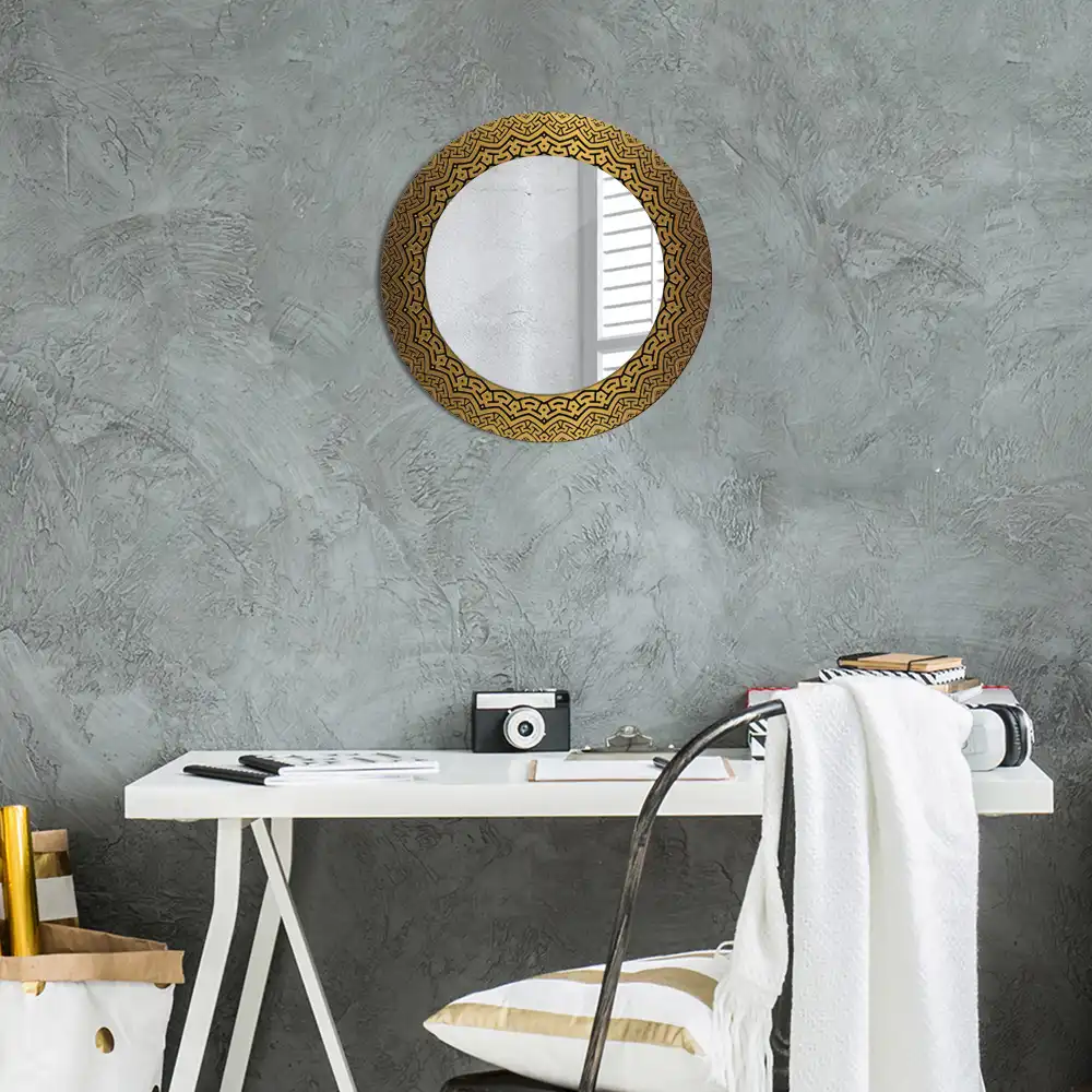 Miroir rond avec décoration ornement grec