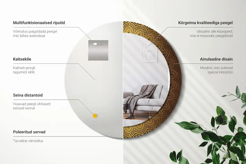 Miroir rond avec décoration ornement grec