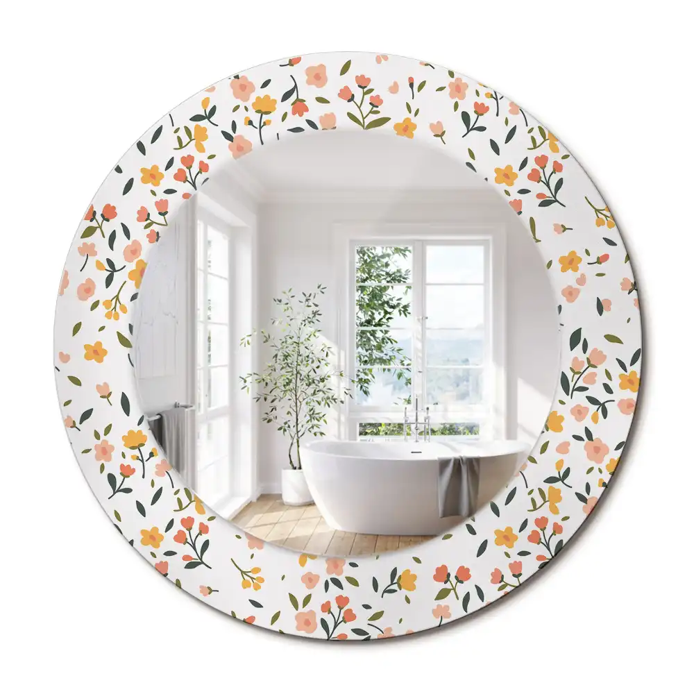 Miroir rond imprimé petites fleurs