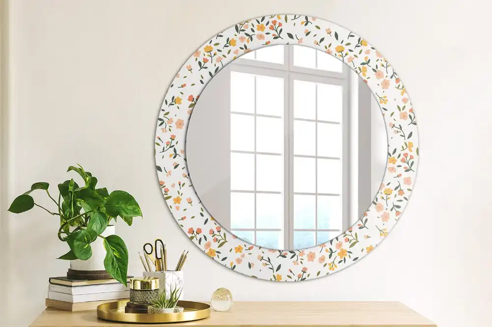 Miroir rond imprimé petites fleurs