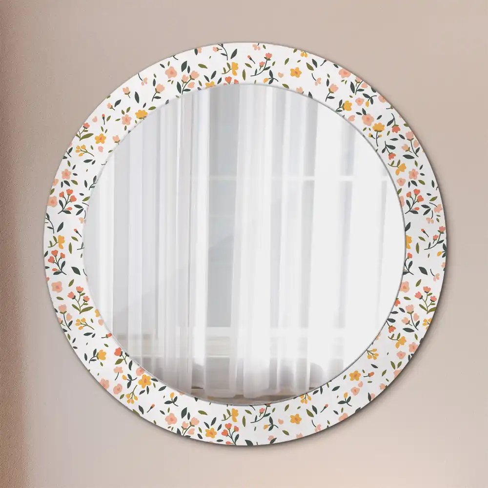 Miroir rond imprimé petites fleurs