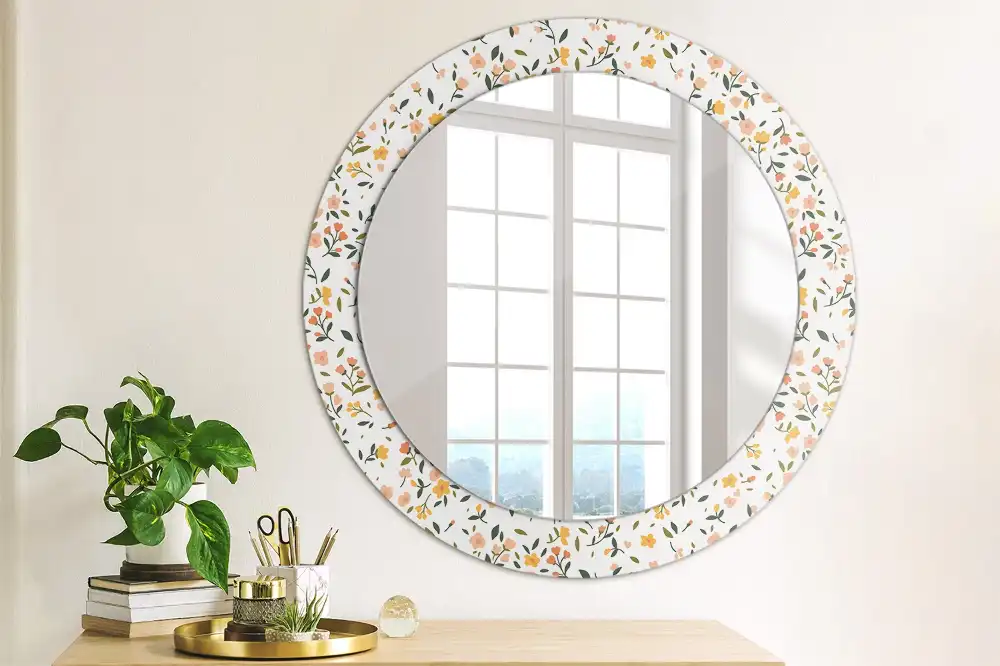 Miroir rond imprimé petites fleurs