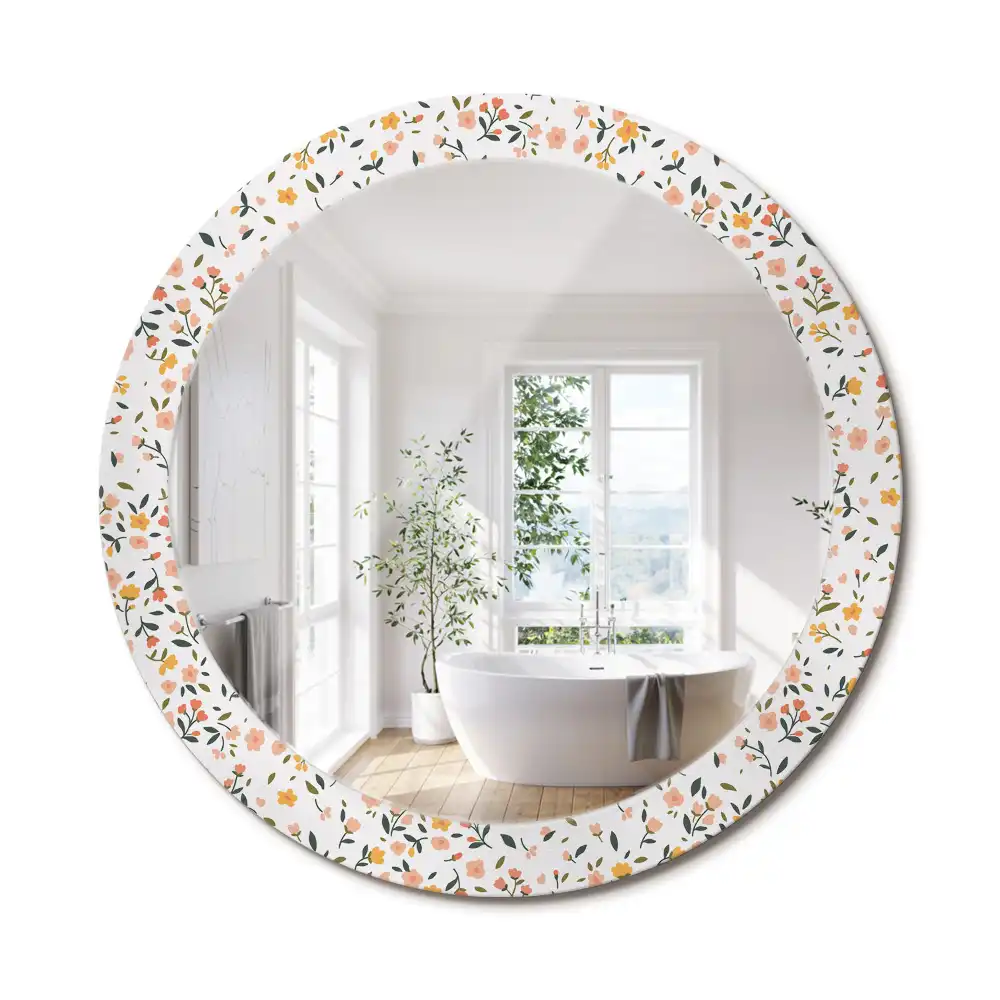 Miroir rond imprimé petites fleurs