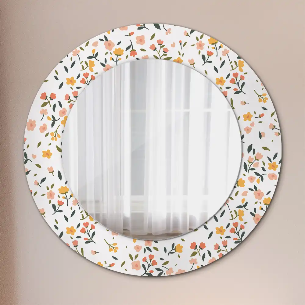 Miroir rond imprimé petites fleurs