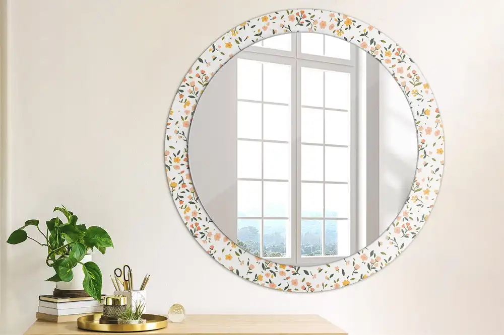 Miroir rond imprimé petites fleurs