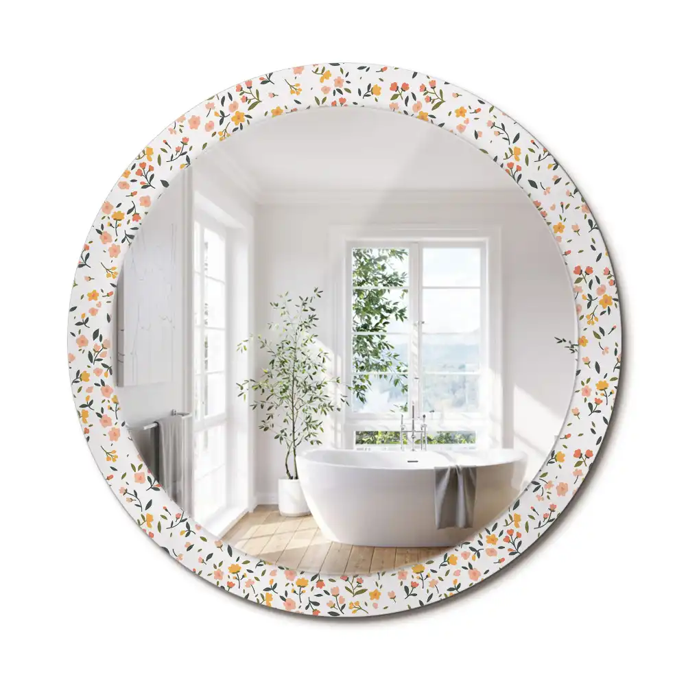 Miroir rond imprimé petites fleurs