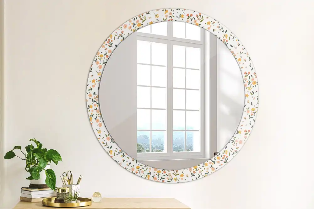 Miroir rond imprimé petites fleurs