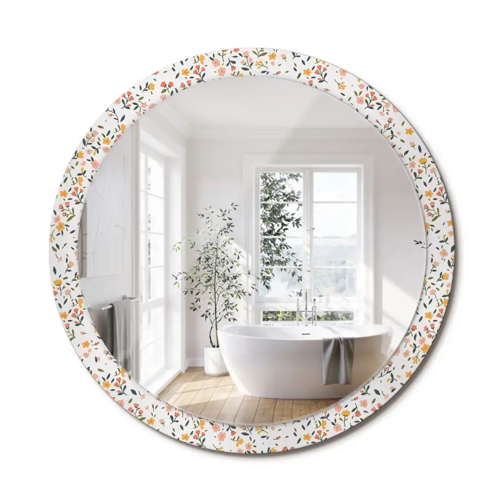 Miroir rond imprimé petites fleurs