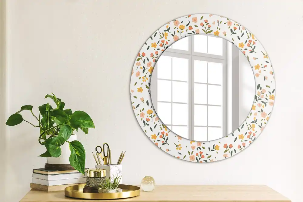 Miroir rond imprimé petites fleurs