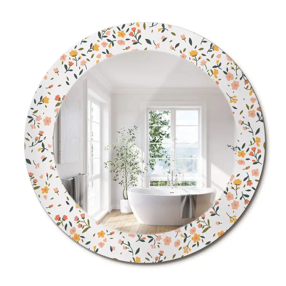 Miroir rond imprimé petites fleurs