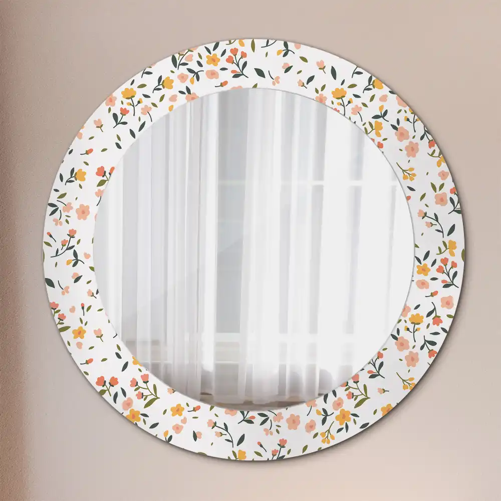 Miroir rond imprimé petites fleurs