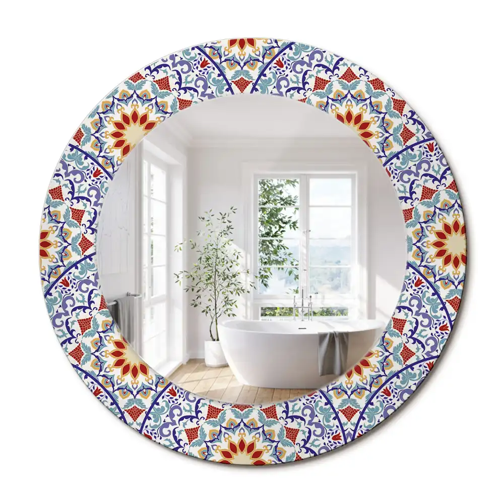 Miroir rond avec décoration composition orientale
