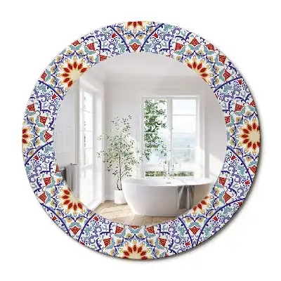 Miroir rond avec décoration composition orientale