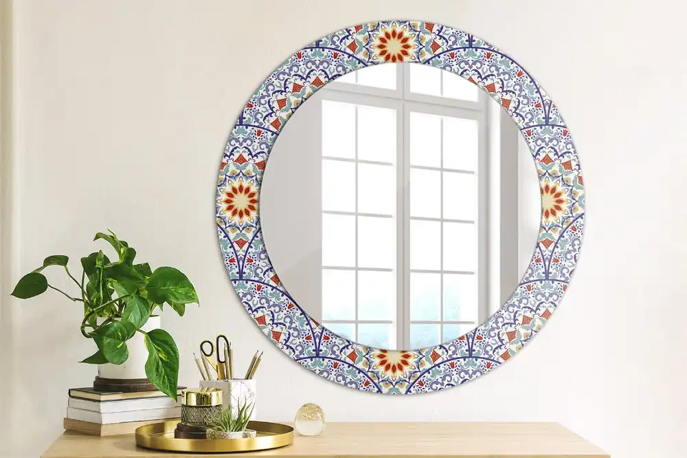 Miroir rond avec décoration composition orientale