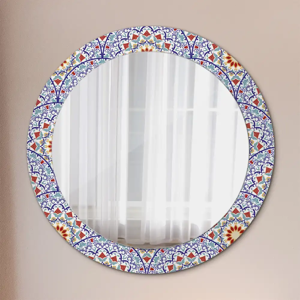 Miroir rond avec décoration composition orientale