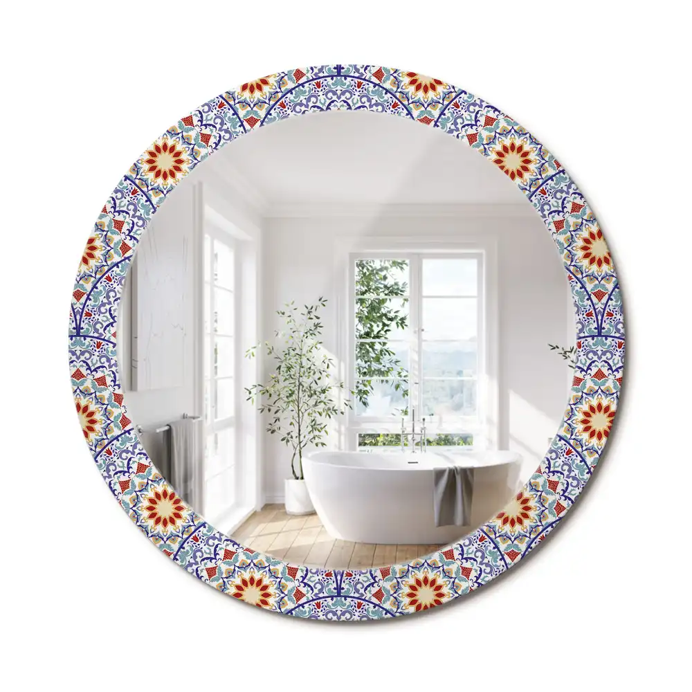 Miroir rond avec décoration composition orientale