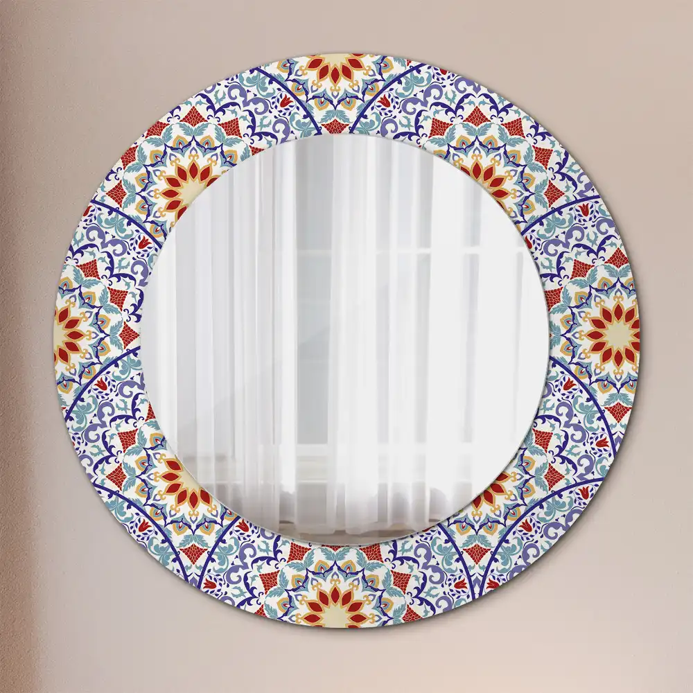 Miroir rond avec décoration composition orientale