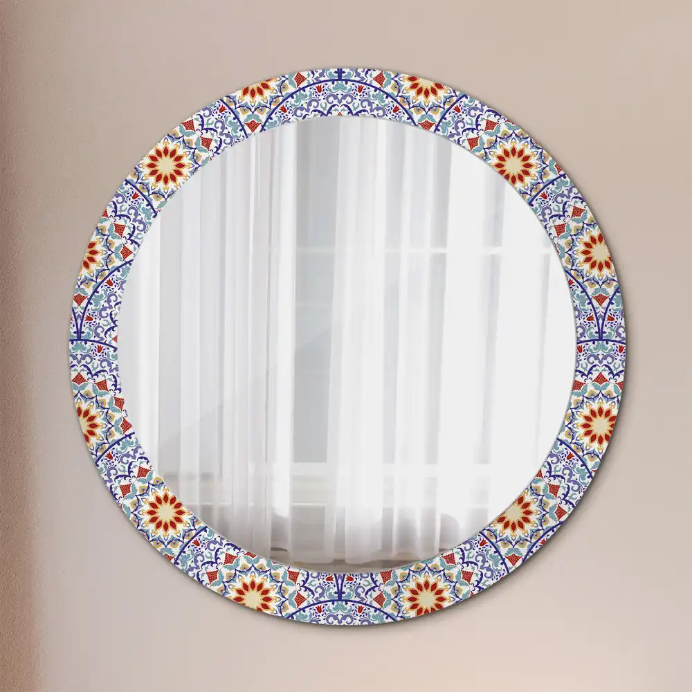 Miroir rond avec décoration composition orientale