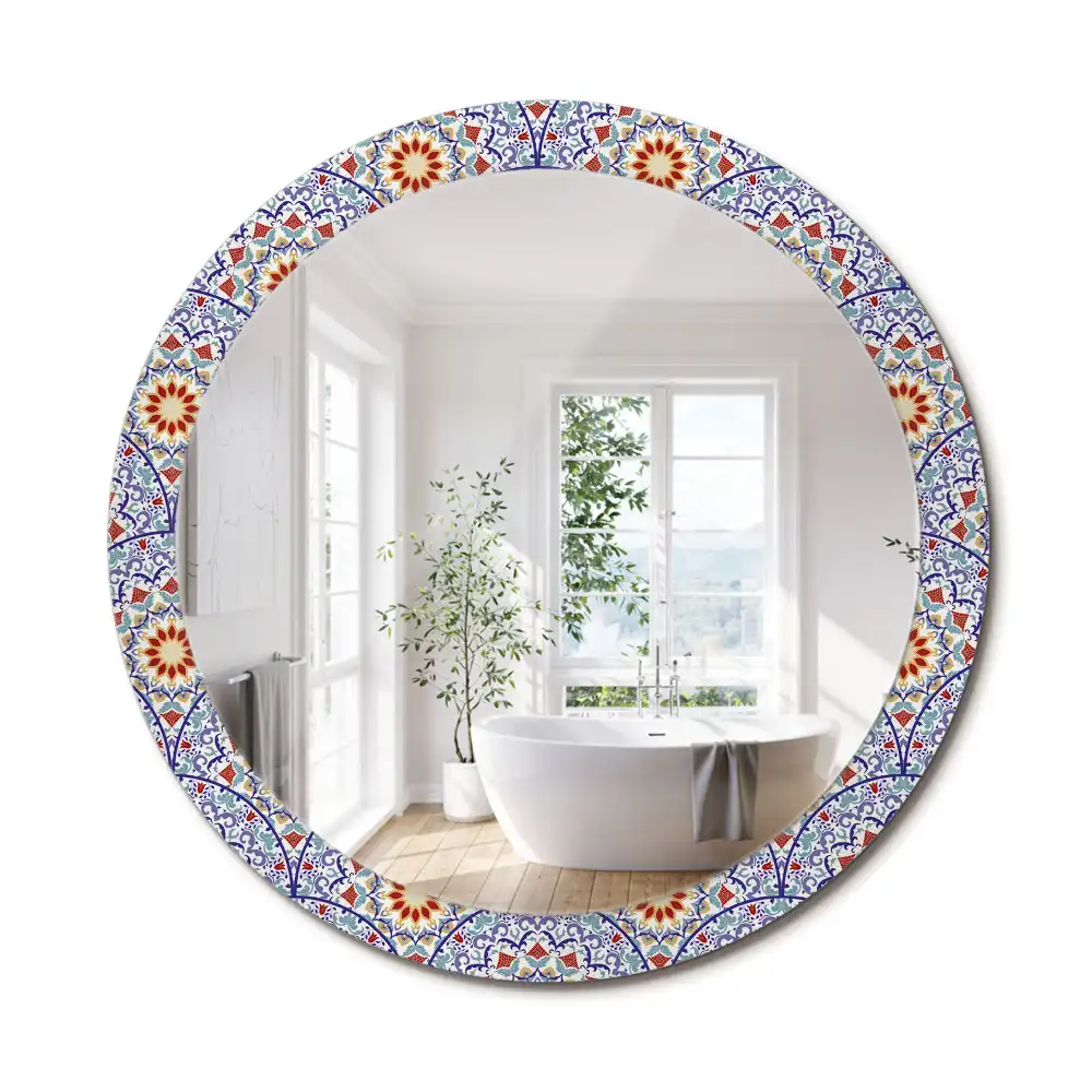 Miroir rond avec décoration composition orientale