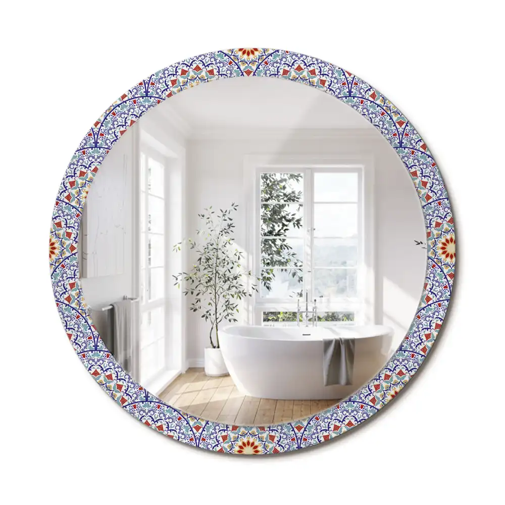 Miroir rond avec décoration composition orientale