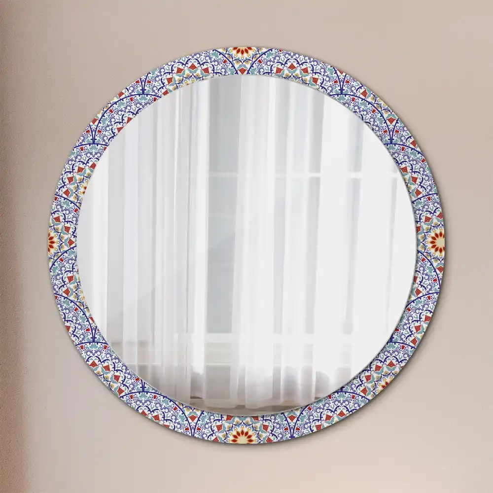 Miroir rond avec décoration composition orientale
